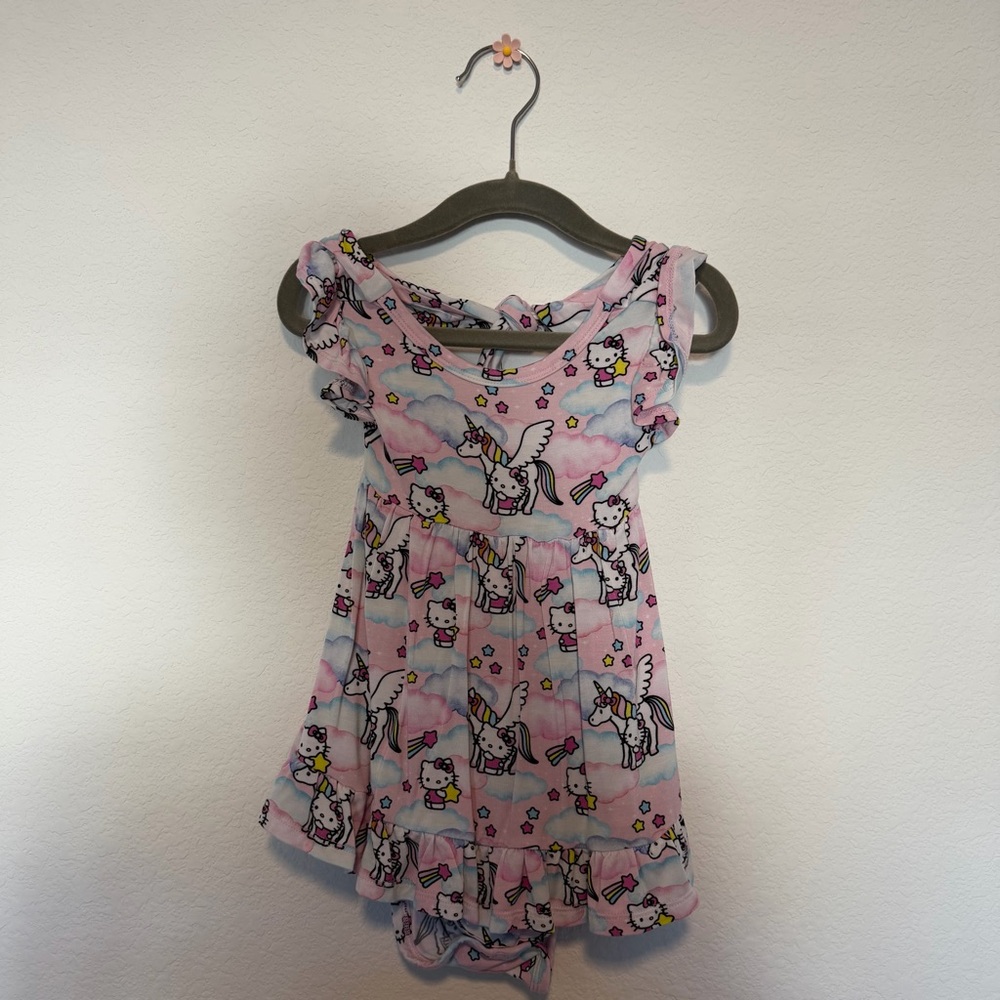 Posh Peanut Hello Kitty Unicorn Dress - Pastel Pink and White